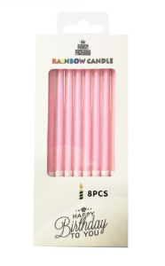 Velas Rosa Con Base C/8