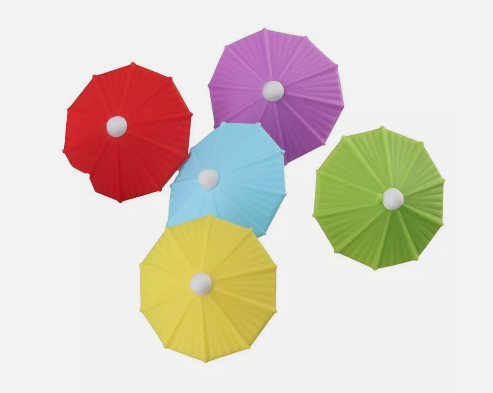 Sombrilla de Silicona Marcadores de Bebidas C/6