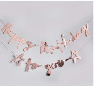 Banderin Happy Birthday To You Oro Rosa C/1