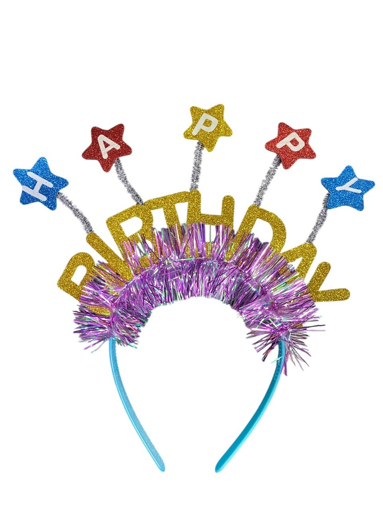 Diadema Resorte HBD Con Escarcha C/1