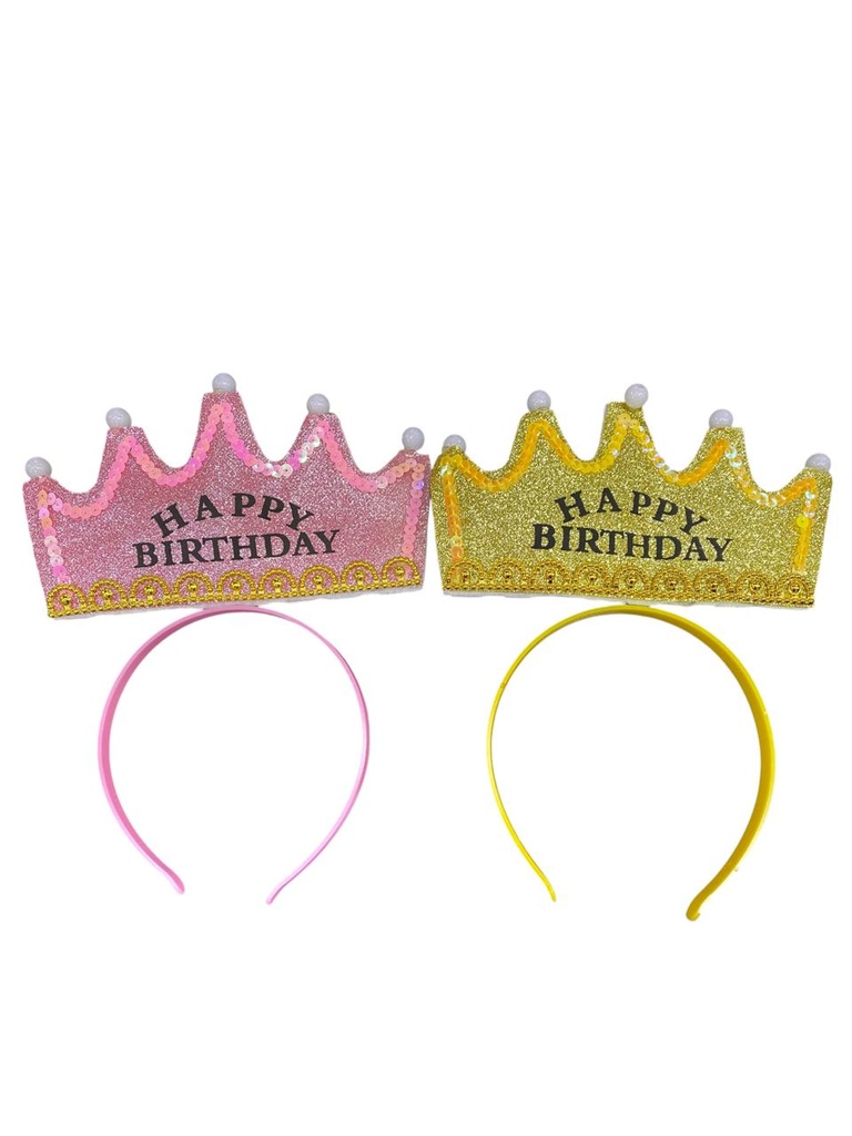 Diadema Corona Brillantina HBD Led  C/1