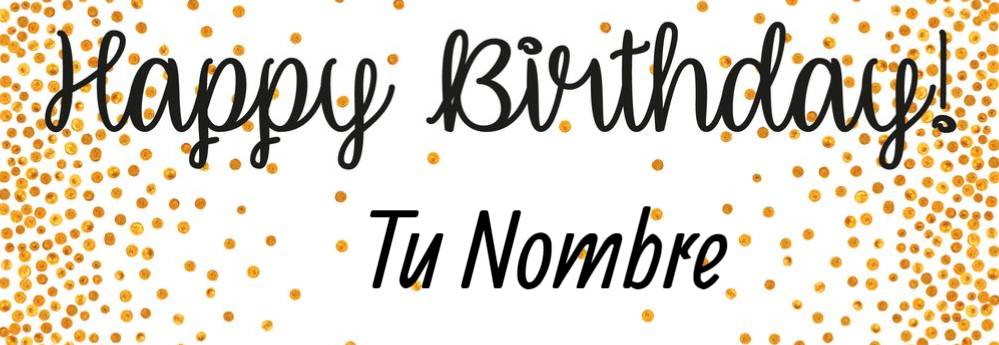 Banner HBD Dots Blanco Personalizable