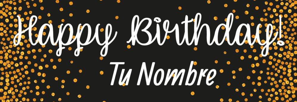 Banner HBD Dots Negro Personalizable