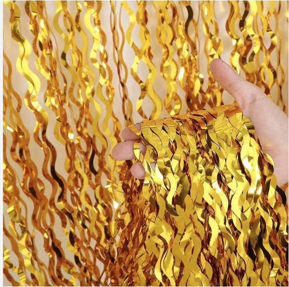 Cortina Oro Metalica Ondulada C/1