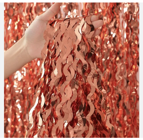 Cortina Oro Rosa Metalica Ondulada C/1