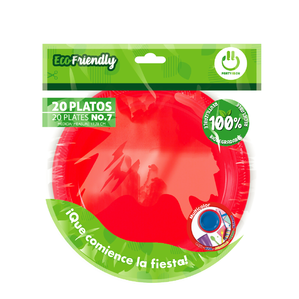 Plato 9 Plastico Multicolor C/20