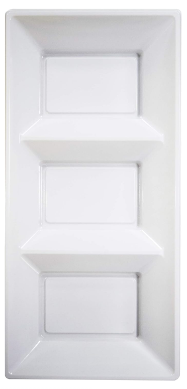 Charola Rectangular Con Division Blanca C/3