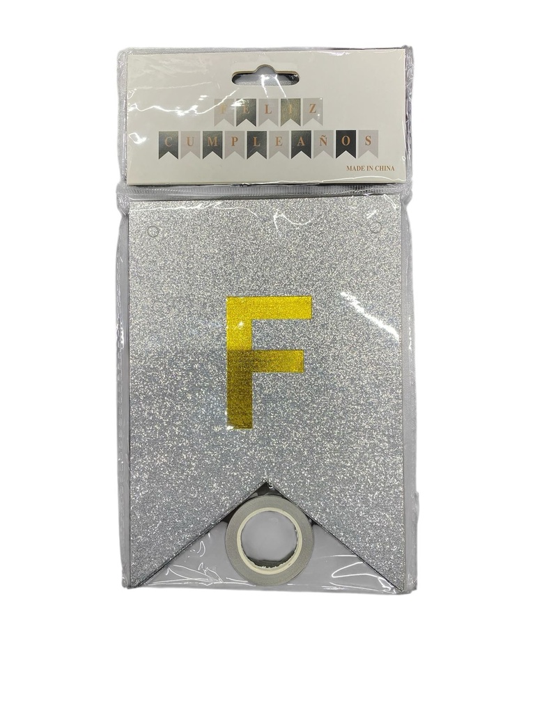 Banderin Brillos Negro/plata C/1