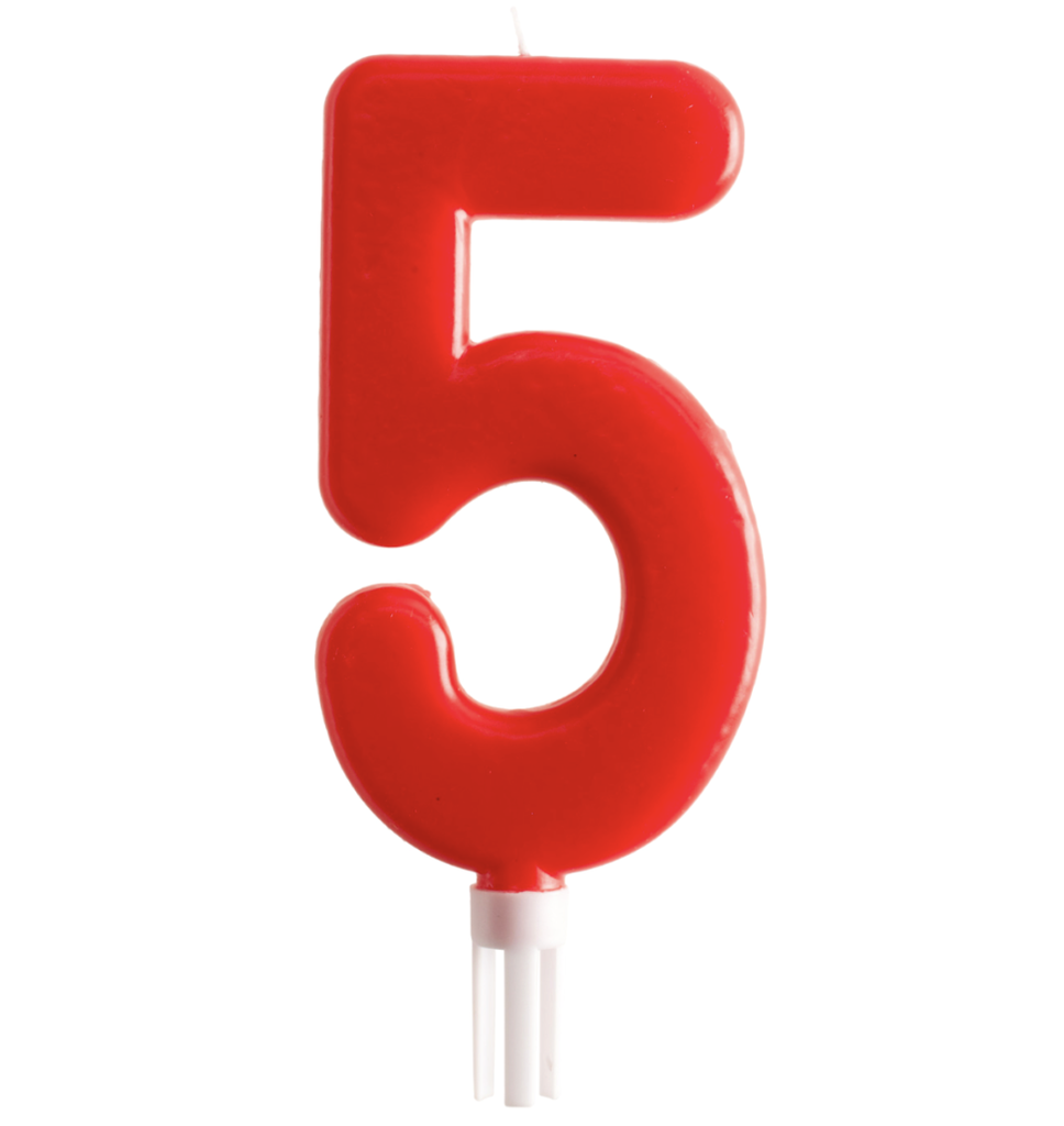 Vela Jumbo Numero Rojo 5 C/1