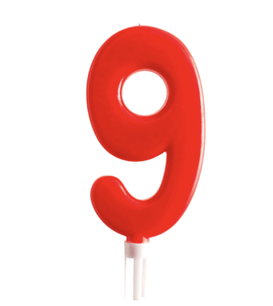Vela Jumbo Numero Rojo 9 C/1