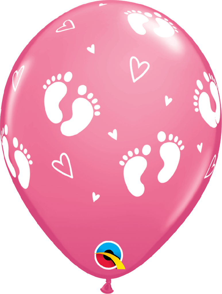 Globo 12" Huellas De Bebe y Corazones  C/1