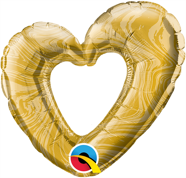 Globo 14" Mini Corazon Abierto Marmol Gold C/1