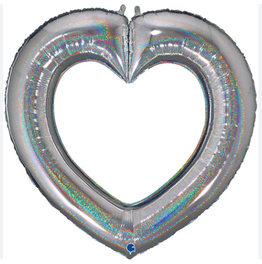 Globo 33" Corazon Link Heart Gliter Silver C/1
