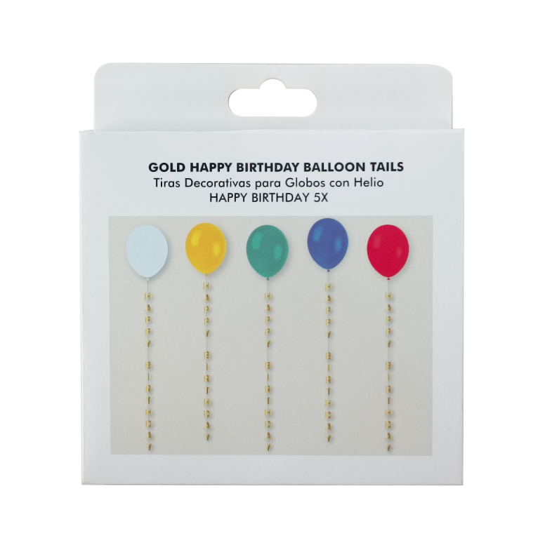 Tiras Happy Birthday Foil Para Globo C/5