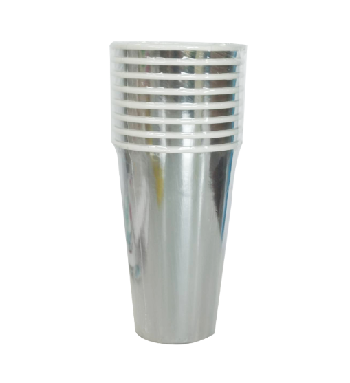 Vaso Carton 16oz Foil Plata C/8