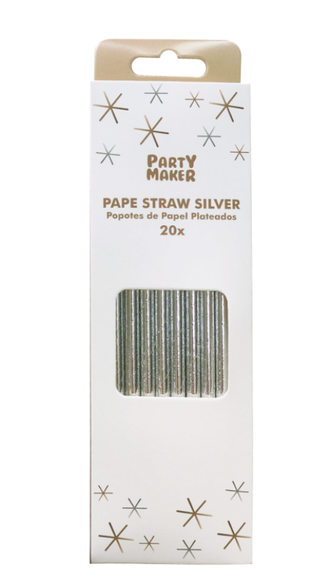 Popotes Carton Plateados C/20