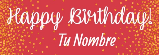Banner HBD Dots Rojo Personalizable